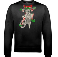 Biker Elf Mens Funny Xmas Sweatshirt Motorbike Motorcycle Bike Chopper 