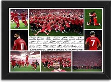 Liverpool 2024-2025 Premier League Champions Signed Poster A4 Print Gift Framed