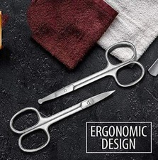 2 x Rounded Tip Nose Hair Trimmers Curved Eyebrow Grooming Beauty Tool Stainless