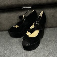 black bow platform heeled shoes size 4
