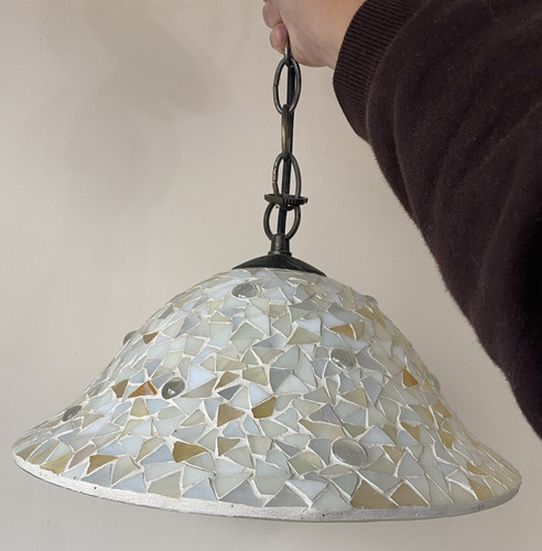 White mosaic shell dome - white,