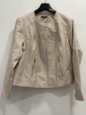 Bonmarche Faux Leather Jacket 22 Front Zipper Round Neck Zipped Pockets