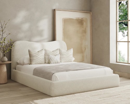 Teddy boucle bed frame fabric - frame,