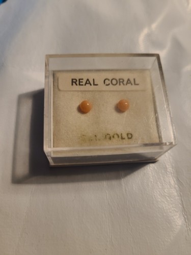 Coral earrings 9ct gold - coral,