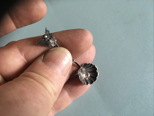 Antique silver salt spoon - spoon, 1900