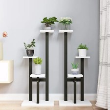 82cm Slim Tall Metal Plant Stand Wooden Flower Pots Holder Display Shelves Rack