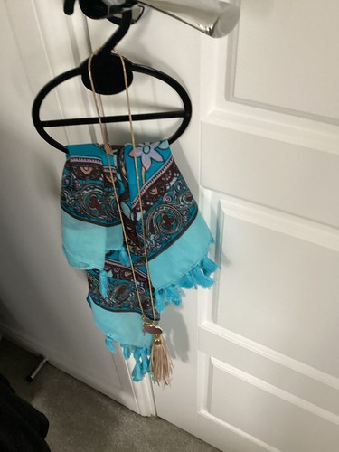 Turquoise patterned scarf with - scarf,