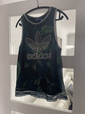 Adidas Hawaii Tropical Floral Print Large Logo Vest-Tank Top Rare UK 8
