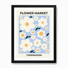 Flower Market Copenhagen Baby Blue  Framed Wall Art Poster Canvas Print Picture