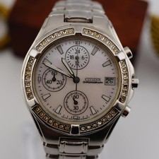 Citizen Chronograph Watch Ladies Mother of Pearl New battery fitted