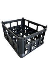 Tall Plastic Milk Crate - to suit Beer or Milk Bottles 20 Bottle Capacity Black