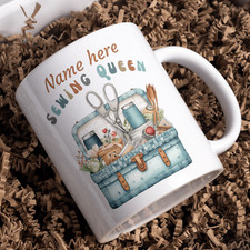 Personalised sewing room mug retro sewing box images 9 designs ideal gift