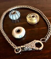 Vintage Troll Bracelet 3 Beads Pastels Silver Vintage LAA 925 Lace Lock