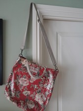 Cath Kidston Red Floral Oil Cloth Large Messenger Tote Bag 