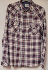 River Island Men's Longsleeved Checked Shirt Multi Colour Size Medium Press Stud