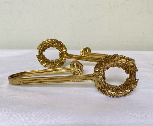 Vtg pair brass curtain - vtg,