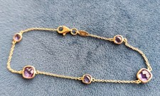 18ct yellow gold 750 Faceted Amethyst bracelet 19cm