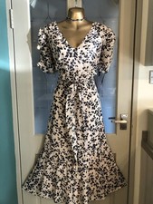 Phase Eight Nude Mix Petite Amy Floral Gold Fil Coupe Midi Dress Size 18