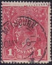 Aust KGV 1d Red SWk. Postmark