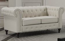 2 Seater Cream Leather Sofa