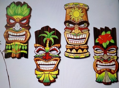Retro tiki masks 2d - retro,