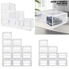 6/9/12 Pcs Shoe Storage Boxes Large Box Transparent Clear Plastic Stackable Lids
