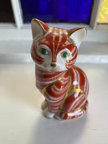 Royal crown derby ginger cat - crown,