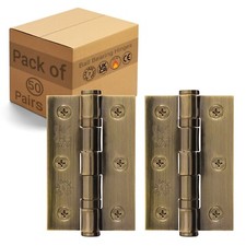 Antique Brass Door Hinges, 3 Inch / 76mm Internal Fire Door Hinges, Multipacks