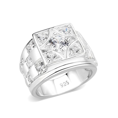 Mens silver ring - , checkered