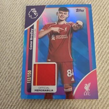 CONOR BRADLEY MATCH WORN NUMBER 112/150 LIVERPOOL FC TOPPS PREMIER LEAGUE 25/26
