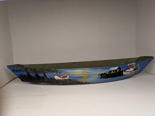 Handpainted wooden boat - boat, canoe