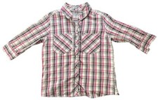 VTG Y2K Quiksilver Pink Pastel Check Shirt 3/4 Sleeves Womens Large, 100% Cotton