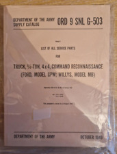 WW2 Jeep Parts list 1949