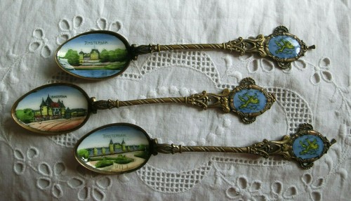 Enamel picture bowl - enamel, spoons