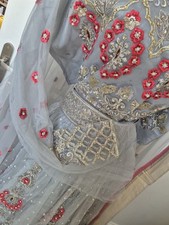 4 piece fabric Unstitched lengha lehenga jacket bridal walima indian Pakistani 