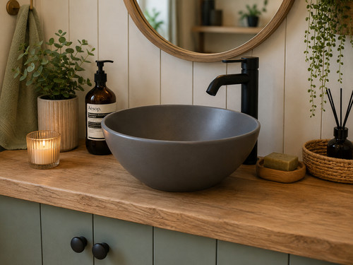 Grey ceramic vessel - grey, basin