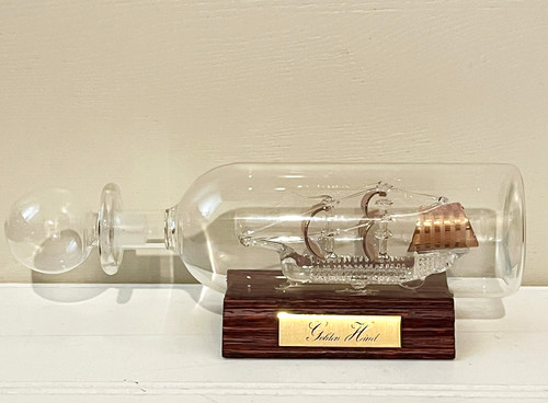 Golden hind ship bottle - hind, in