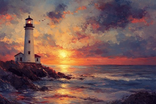 Lighthouse seascape canvas - seascape,