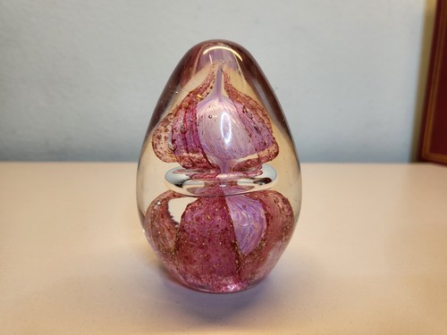 Vintage swirl paperweight pink - vintage,