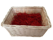 WHITE WICKER BASKET with RED WOOD SHAVINGS Perfect GIFT CHRISTMAS HAMPER Present