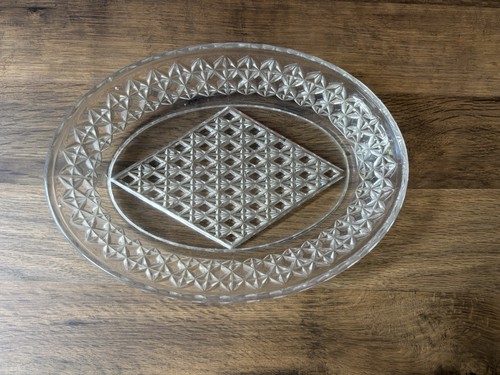 Vintage glass dish trinket - vintage,
