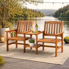 Wooden Bench Love Seat Corner