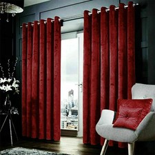 Blackout Curtains Thick Crushed Velvet Curtain Fully Lined Ready Made Eyelets