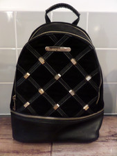 RIVER ISLAND Black Faux Leather / Suede Backpack