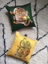 Decorative home, lounge cushion, funky animal print, pink, yellow, green 30x30cm