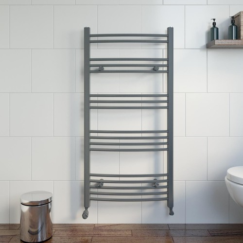 Curved heated towel rail - heated,