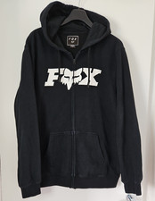 Fox Racing Black Zip Up Hoodie Size Large Men's Hooded Jumper