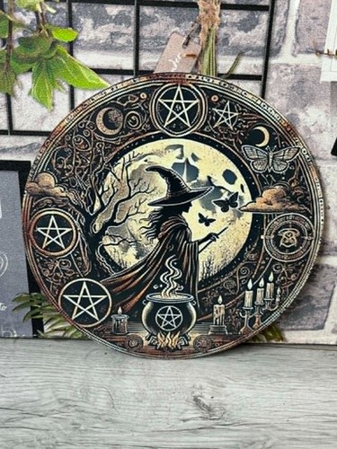 Witch halloween aluminium sign - halloween,