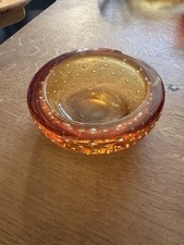 Whitefriars Golden Amber Controlled Bubble Bowl Trinket Dish Ashtray