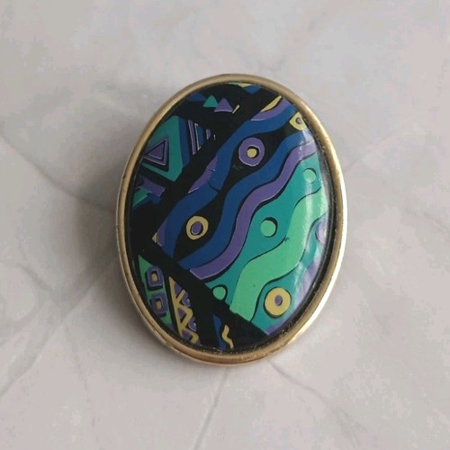 Vintage oval gold - gold, enamel